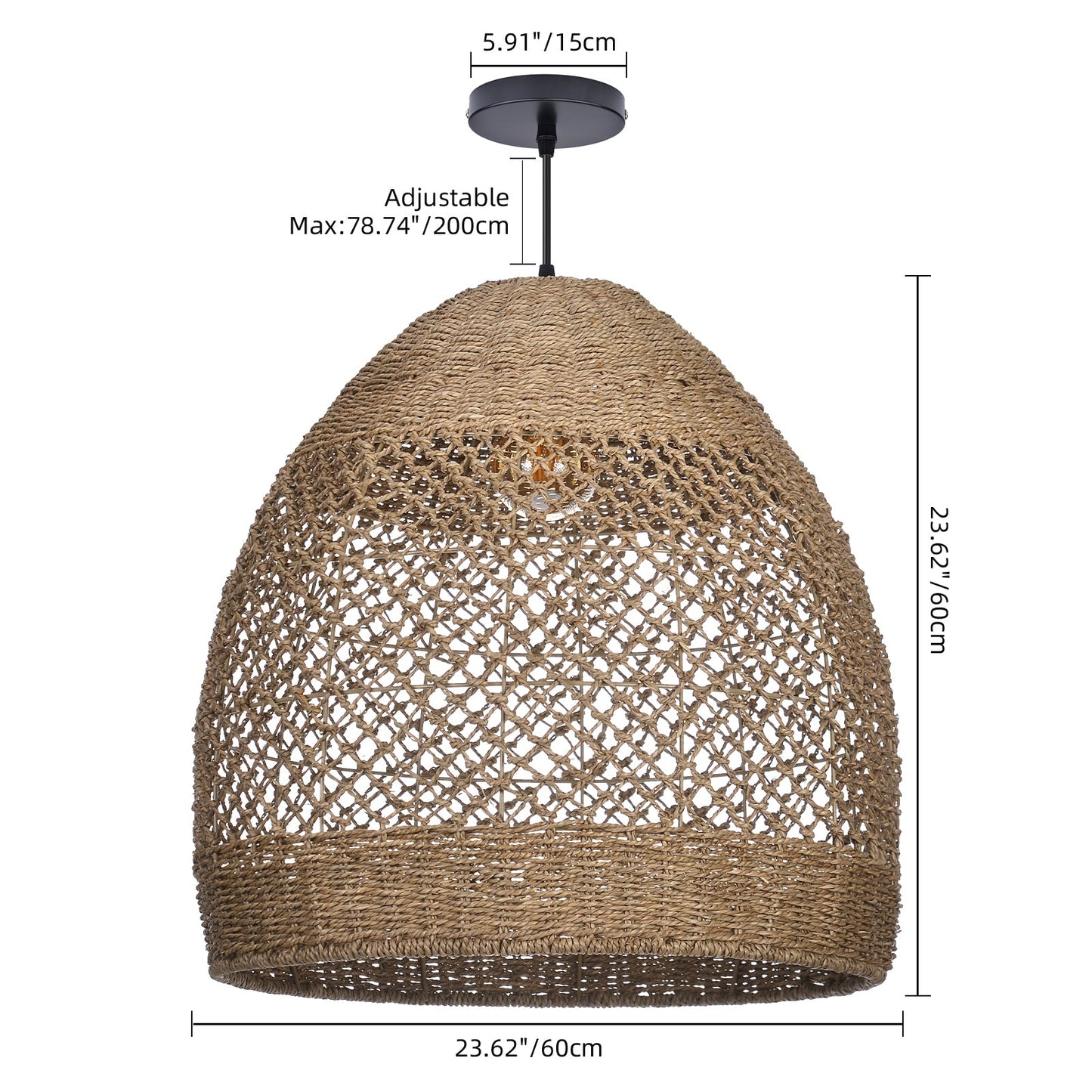 Seagrass Open Lattice Dome Pendant