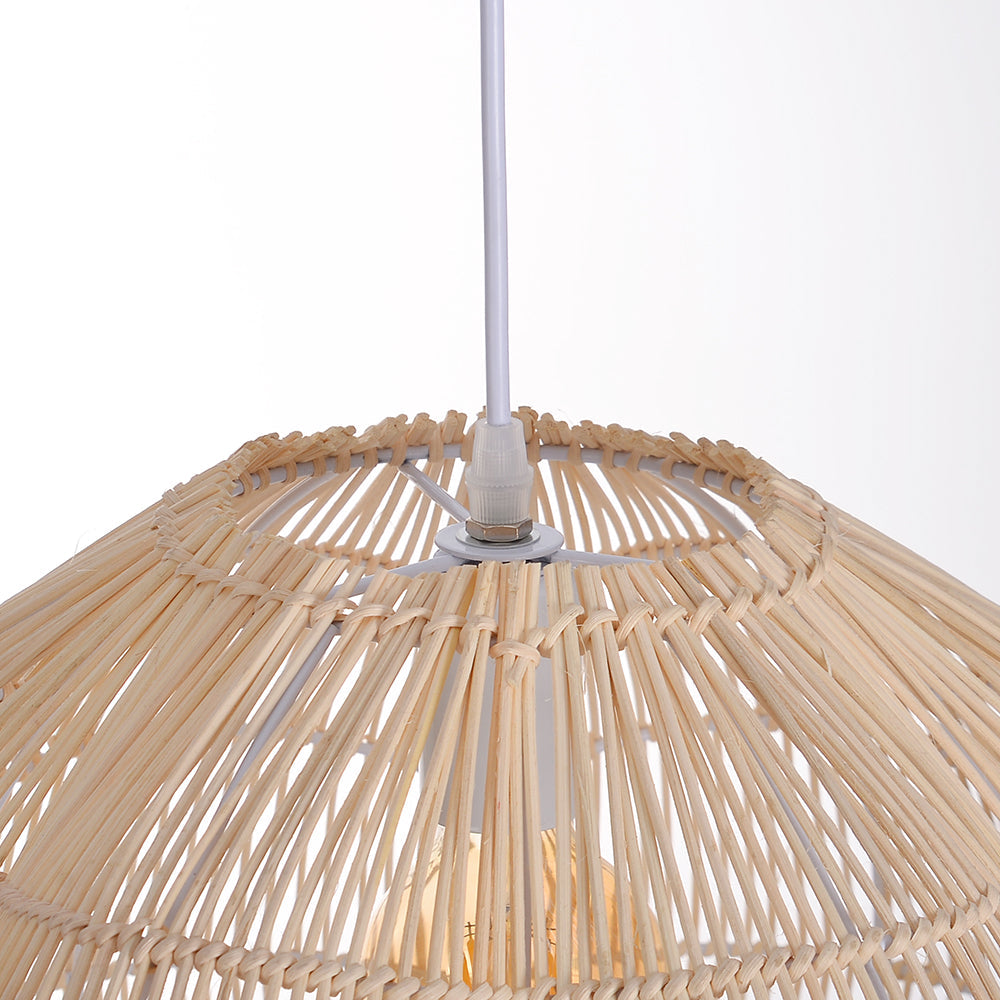 Rattan Scalloped Fluted Dome Pendant
