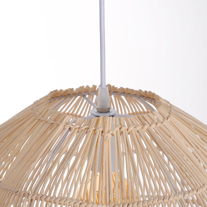 Rattan Scalloped Fluted Dome Pendant