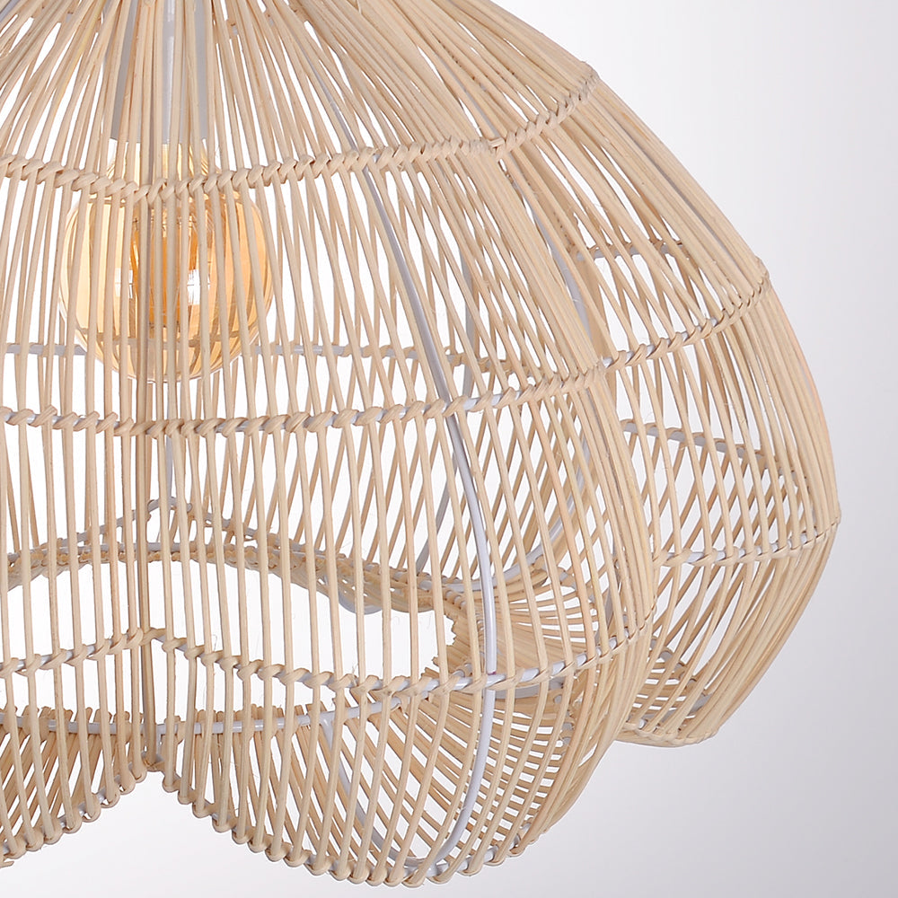 Rattan Scalloped Fluted Dome Pendant