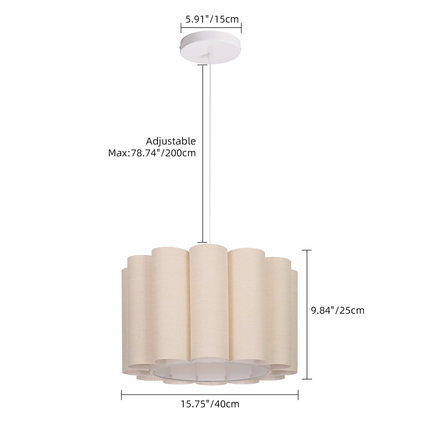 Scalloped Pleated Fabric Pendant Light