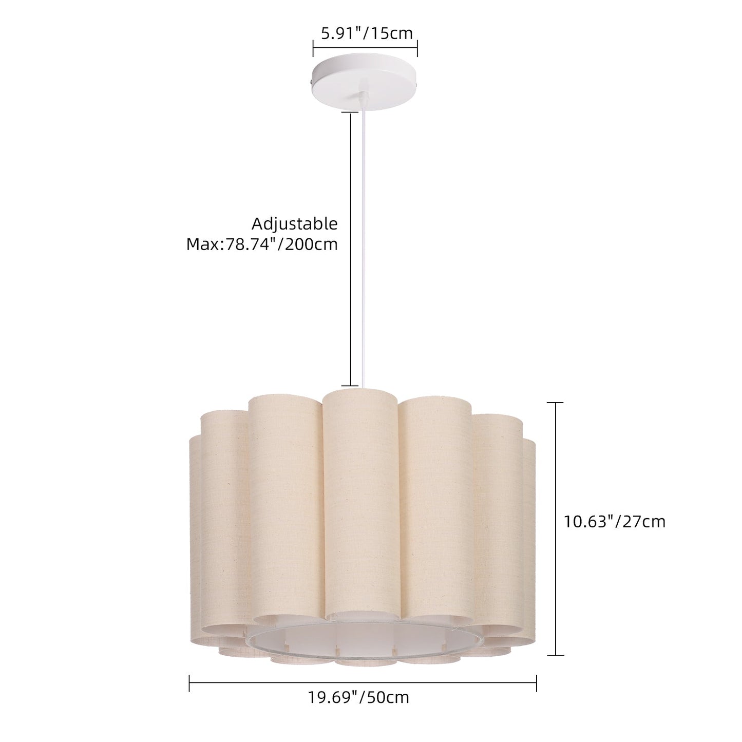 Scalloped Pleated Fabric Pendant Light