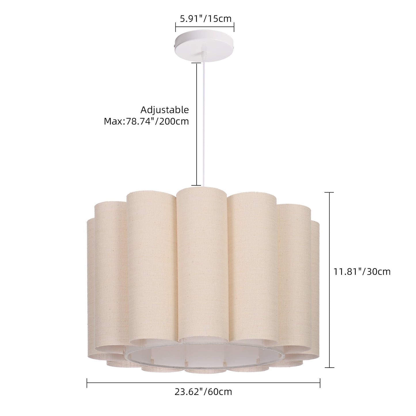 Scalloped Pleated Fabric Pendant Light