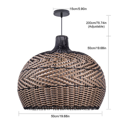 Two-Tone Black and Natural Rattan Bell