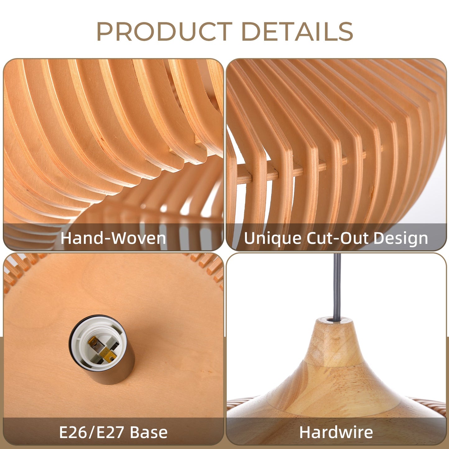 Wood Slat Fin Pendant Light