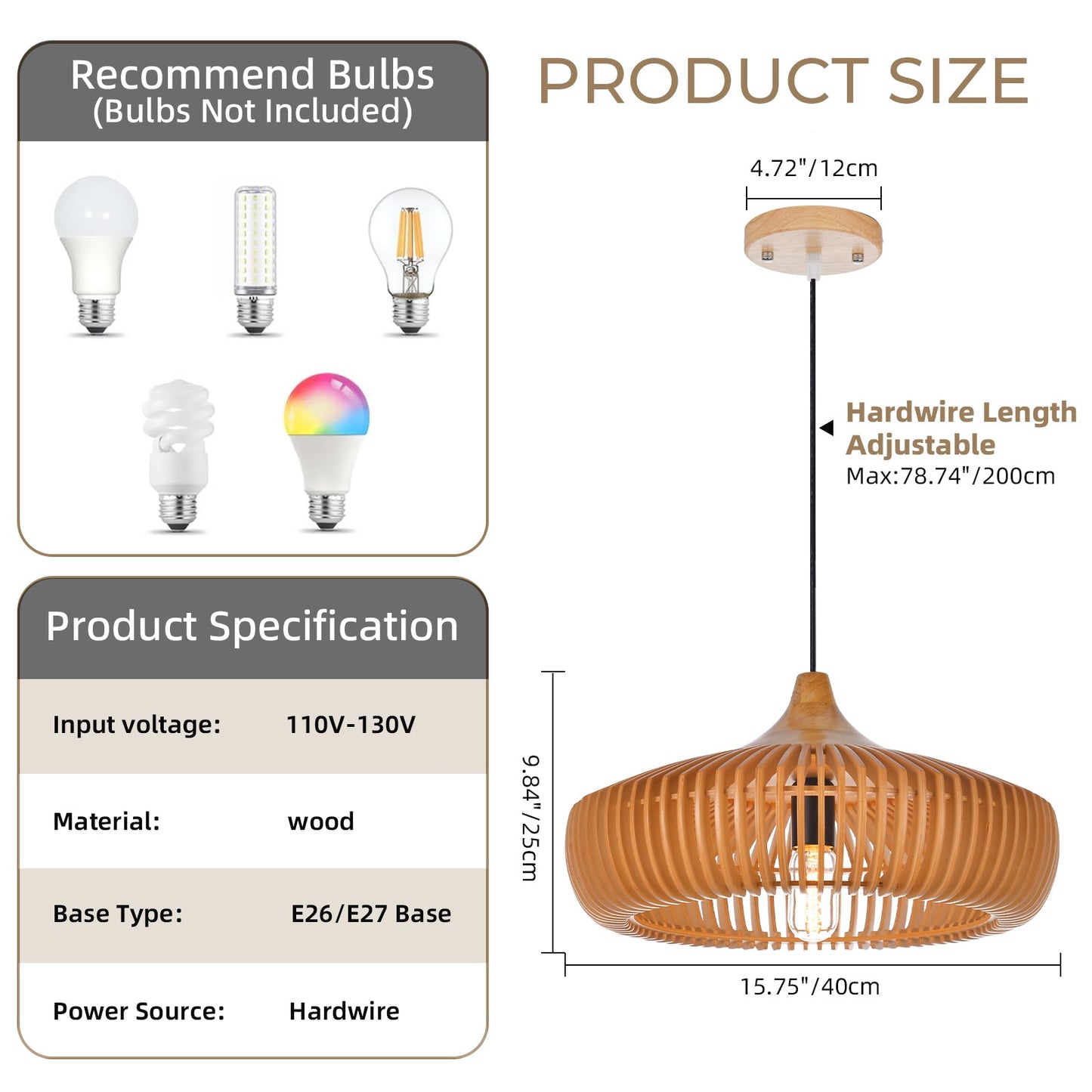 Wood Slat Fin Pendant Light