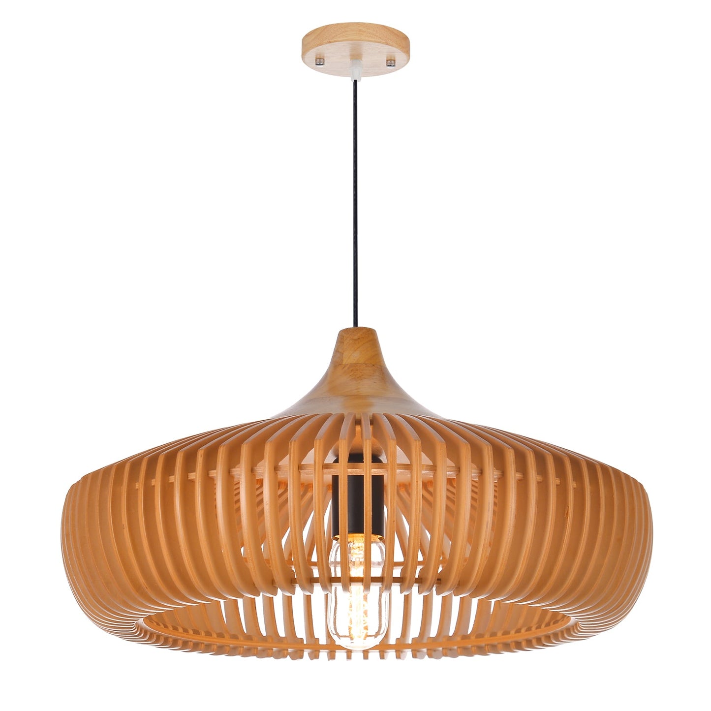 Wood Slat Fin Pendant Light