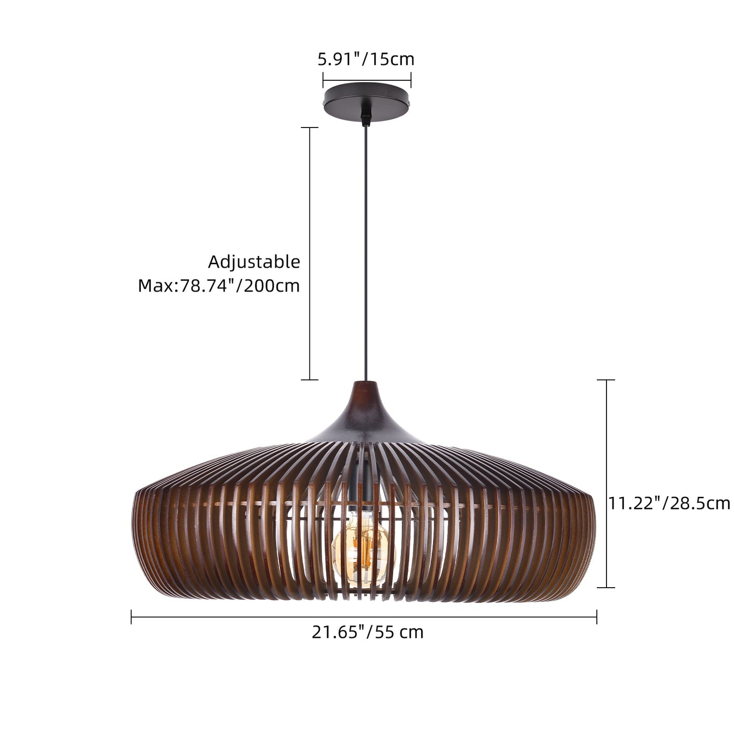 Wood Slat Fin Pendant Light