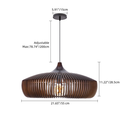 Wood Slat Fin Pendant Light
