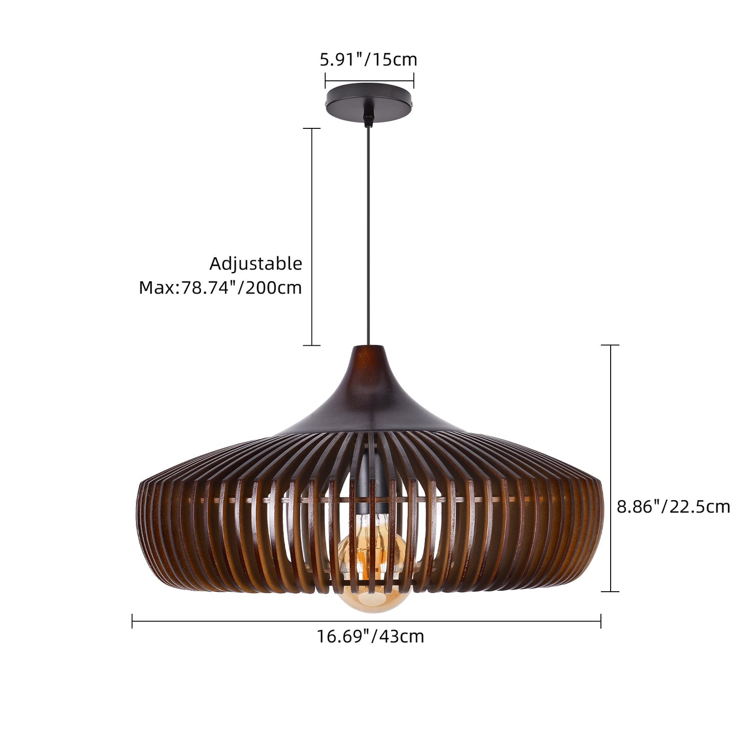 Wood Slat Fin Pendant Light