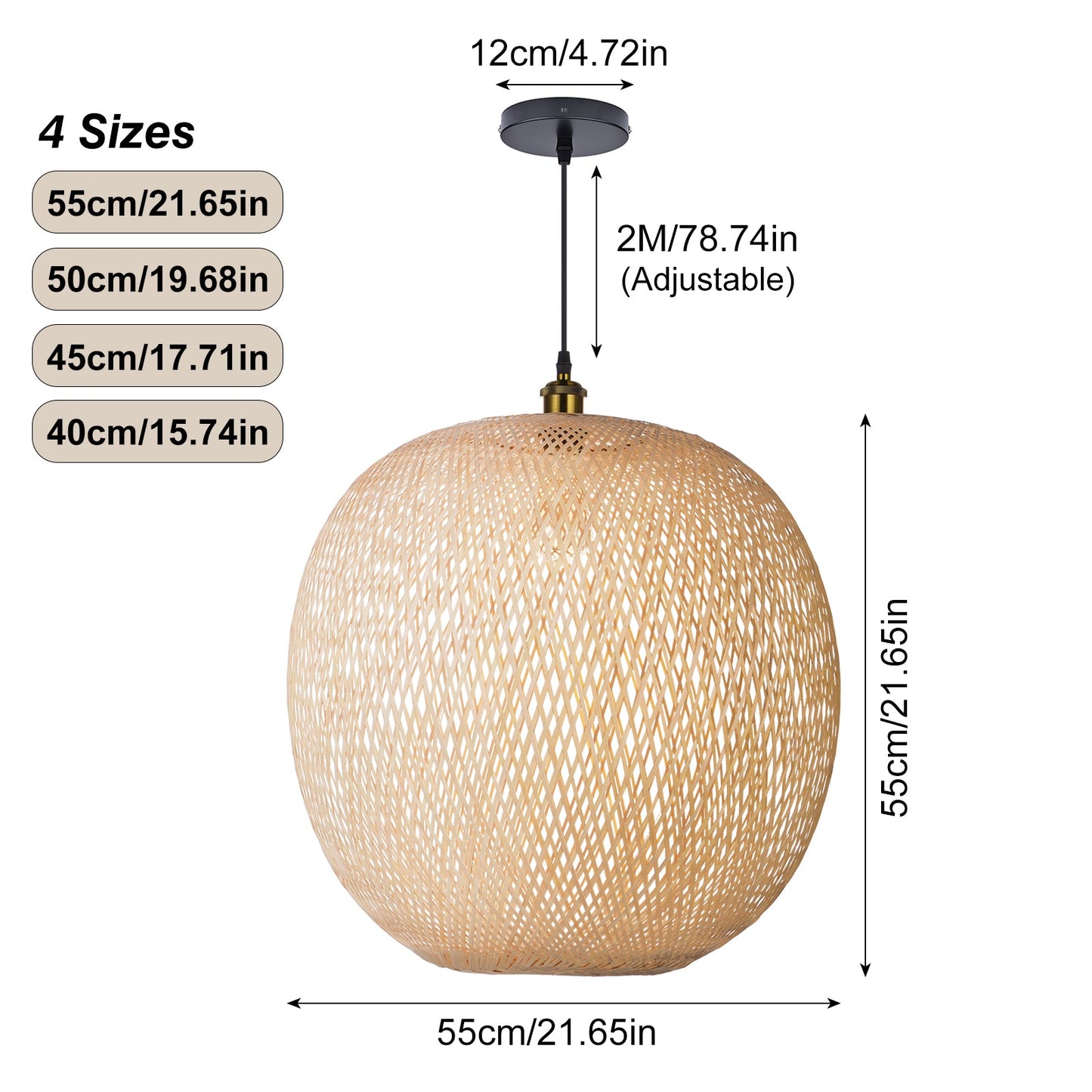 Natural Bamboo Hand-Woven Pendant