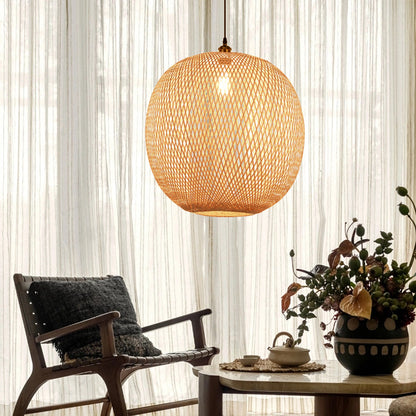 Natural Bamboo Hand-Woven Pendant