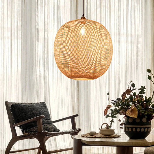 Natural Bamboo Hand-Woven Pendant