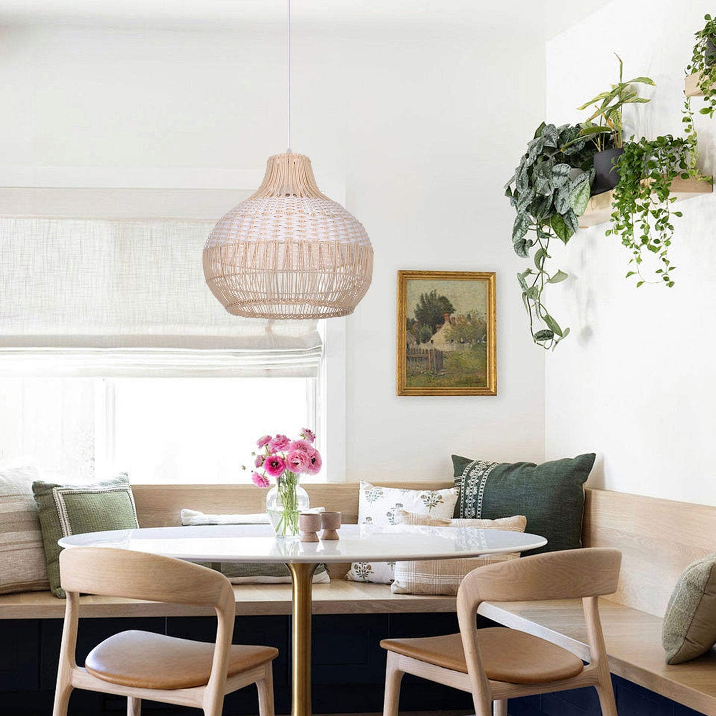 White Rattan 30cm Small Pendant Light
