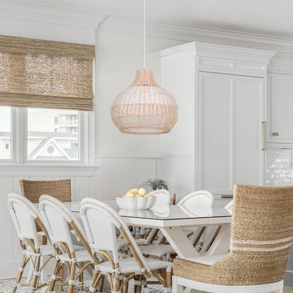 White Rattan 30cm Small Pendant Light