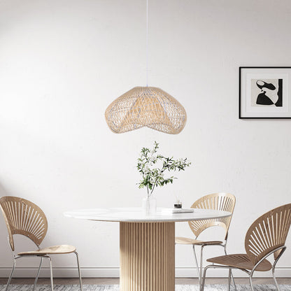 Hand-Woven Rattan Wave Pendant