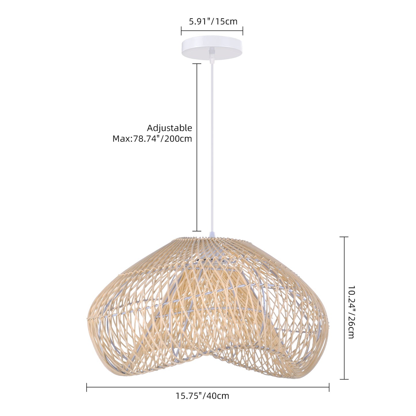 Hand-Woven Rattan Wave Pendant