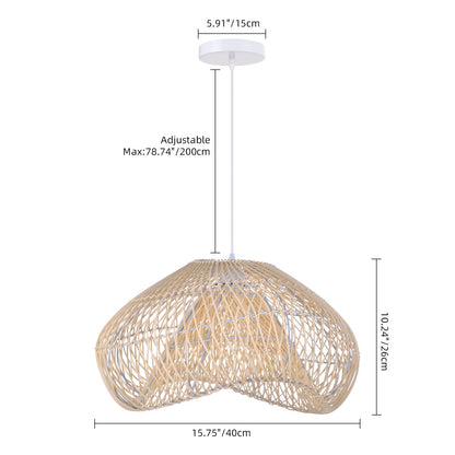 Hand-Woven Rattan Wave Pendant