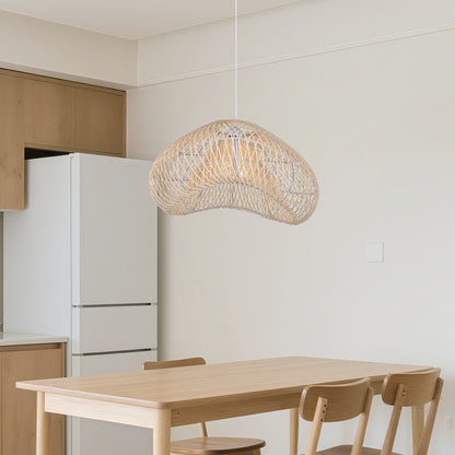 Hand-Woven Rattan Wave Pendant