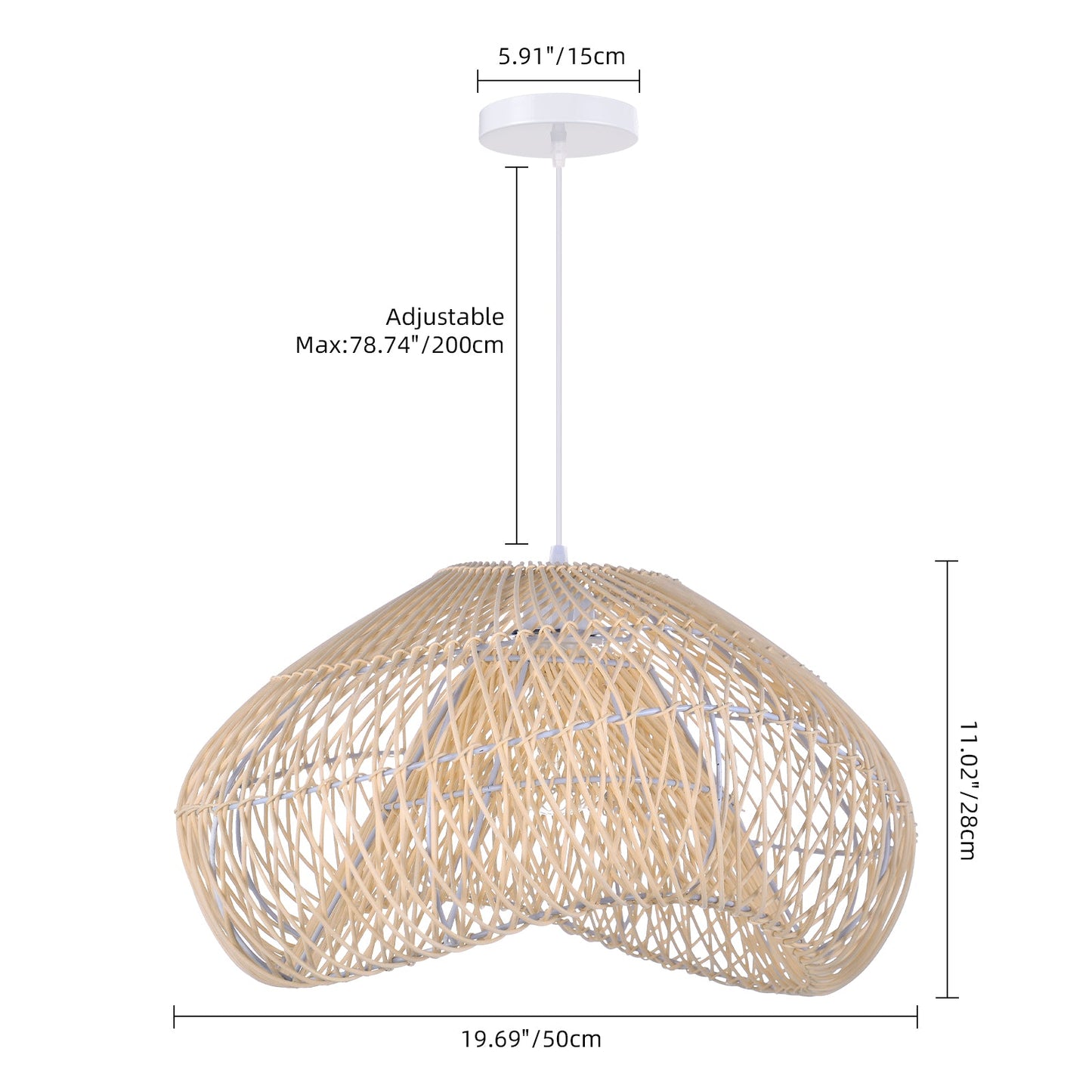 Hand-Woven Rattan Wave Pendant