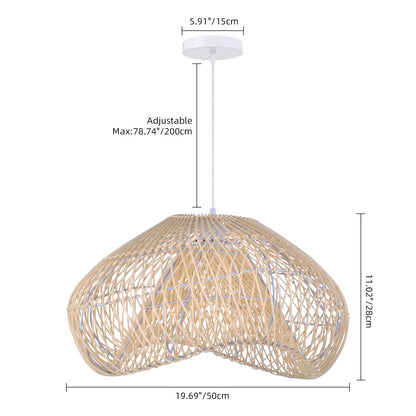 Hand-Woven Rattan Wave Pendant