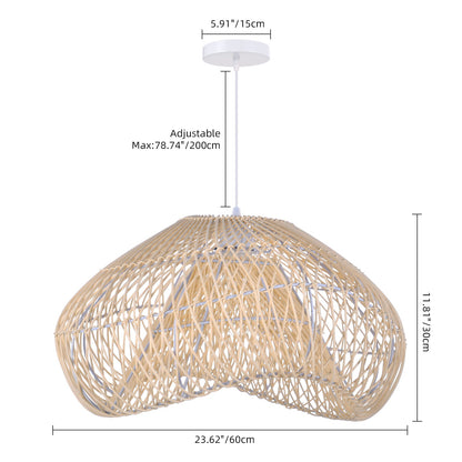 Hand-Woven Rattan Wave Pendant