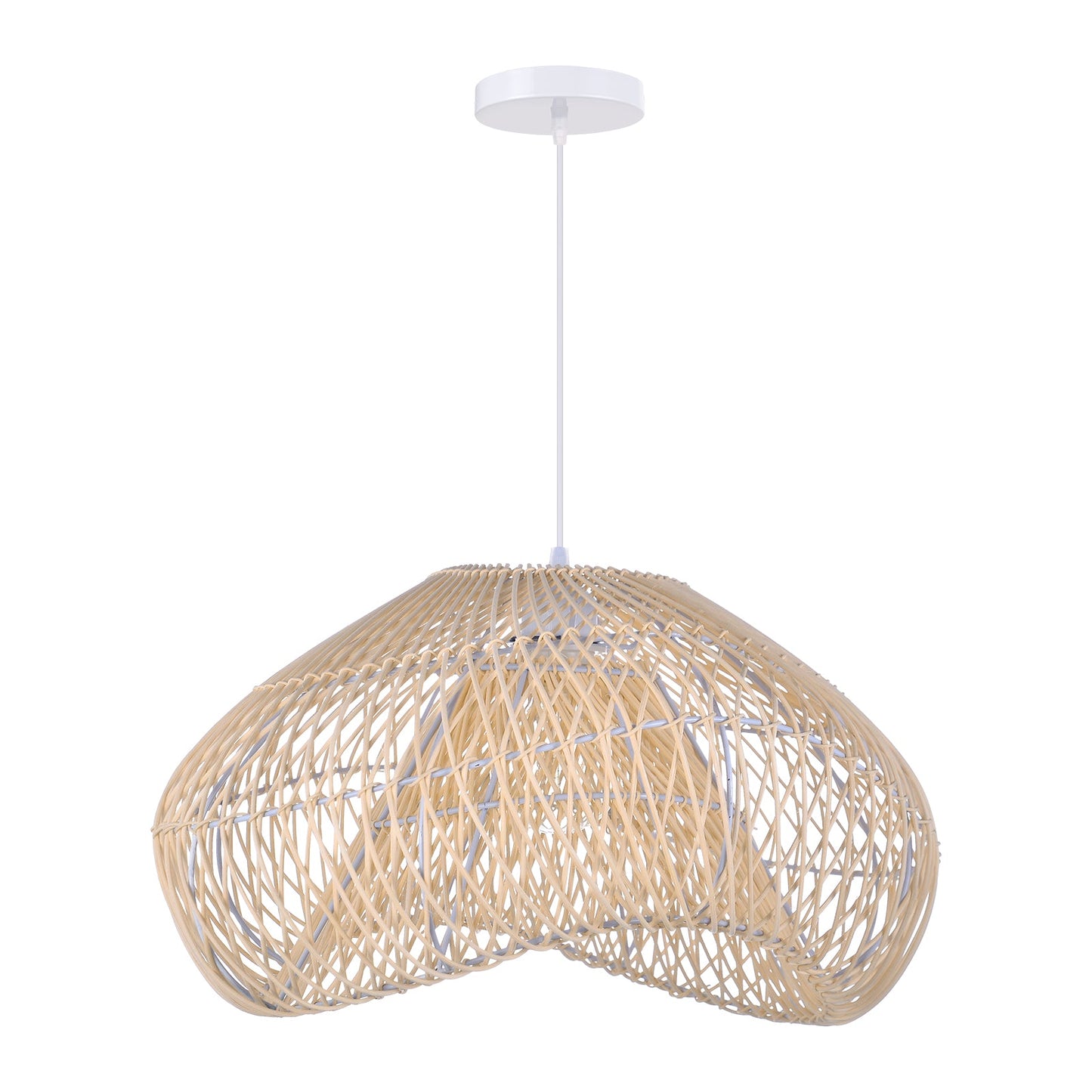 Hand-Woven Rattan Wave Pendant