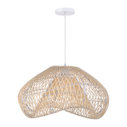 Hand-Woven Rattan Wave Pendant