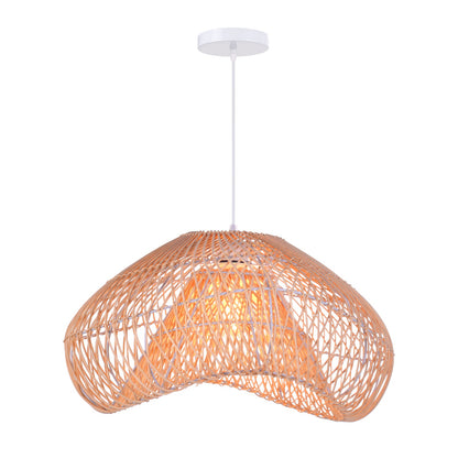 Hand-Woven Rattan Wave Pendant