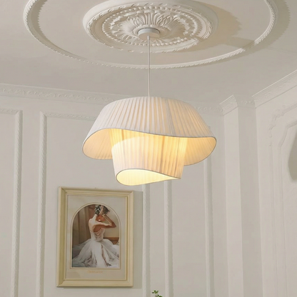 Layered Wavy Pleated Fabric Pendant