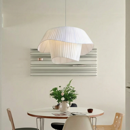 Layered Wavy Pleated Fabric Pendant