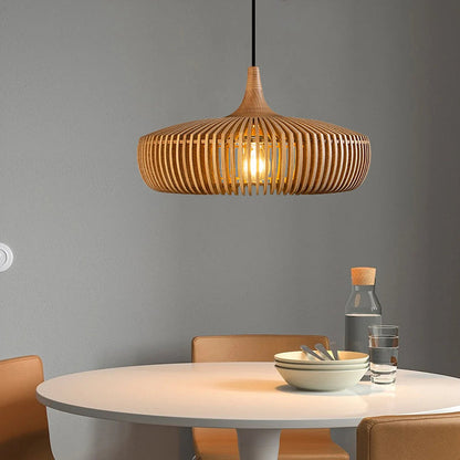Wood Slat Fin Pendant Light