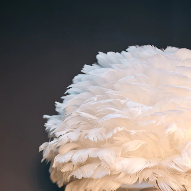 White and Grey Feather Table Lamp