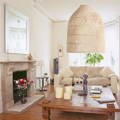 Rattan Bell Shape Pendant Fixture