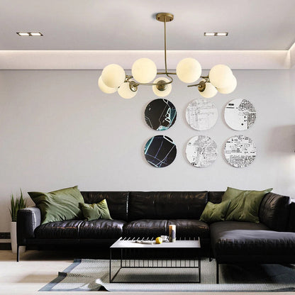 Milk Glass Bubble Cluster Chandelier