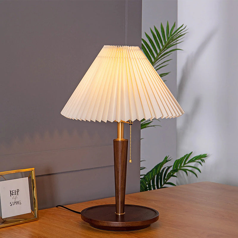 Japanese Wood and Fabric Desk Lamp