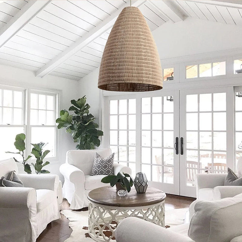 Rattan Woven Dome Basket Pendant