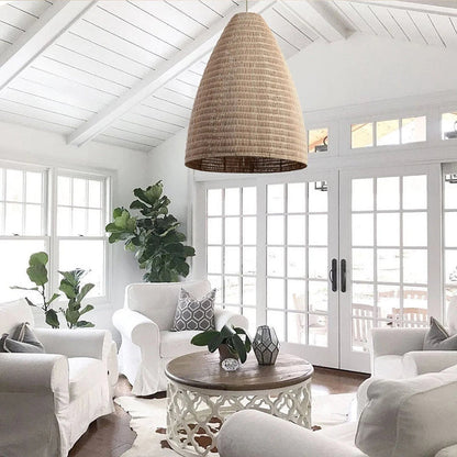 Rattan Woven Dome Basket Pendant