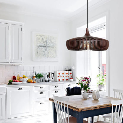 Wood Slat Fin Pendant Light