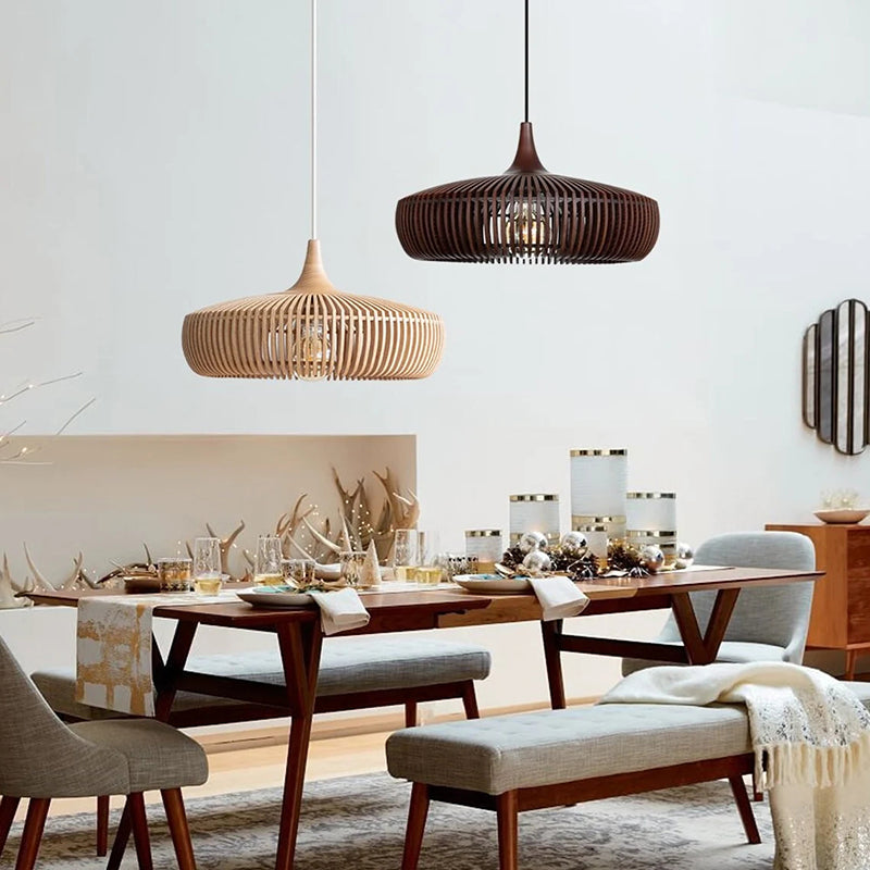 Wood Slat Fin Pendant Light