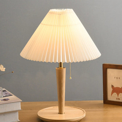 Japanese Wood and Fabric Desk Lamp