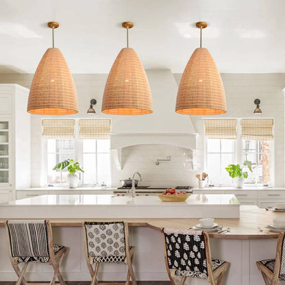 Rattan Woven Dome Basket Pendant