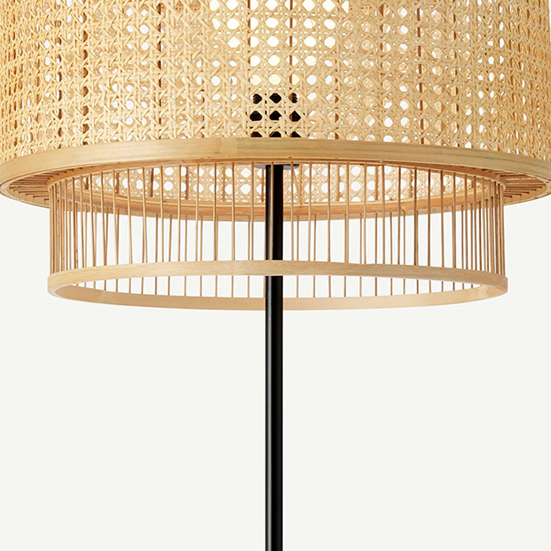 Hand-Woven Rattan Floor and Table Lamp