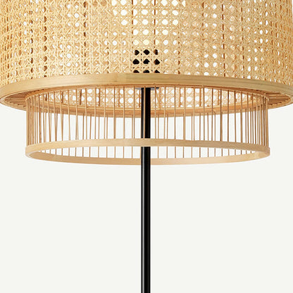Hand-Woven Rattan Floor and Table Lamp