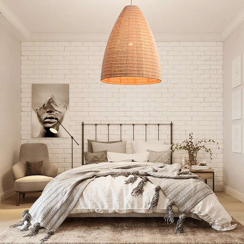 Rattan Woven Dome Basket Pendant