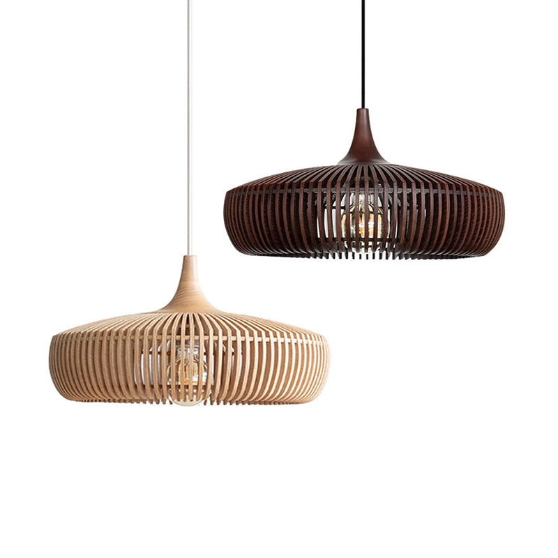 Wood Slat Fin Pendant Light