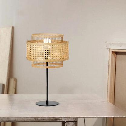 Hand-Woven Rattan Floor and Table Lamp