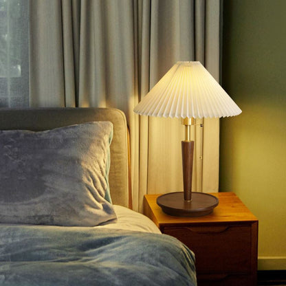 Japanese Wood and Fabric Desk Lamp