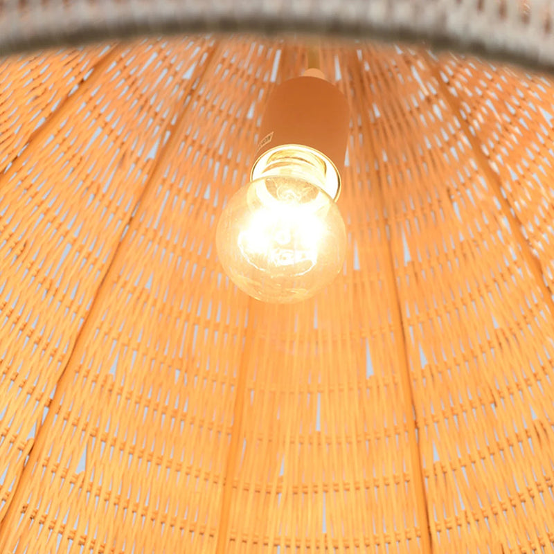 Rattan Woven Dome Basket Pendant