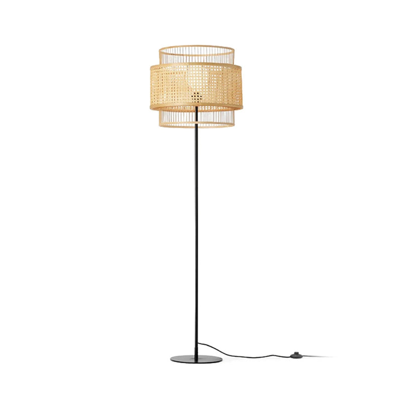 Hand-Woven Rattan Floor and Table Lamp